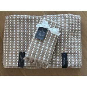New Brooks Brothers Tan 4 Piece Turkish Towel and Hand Towel Set